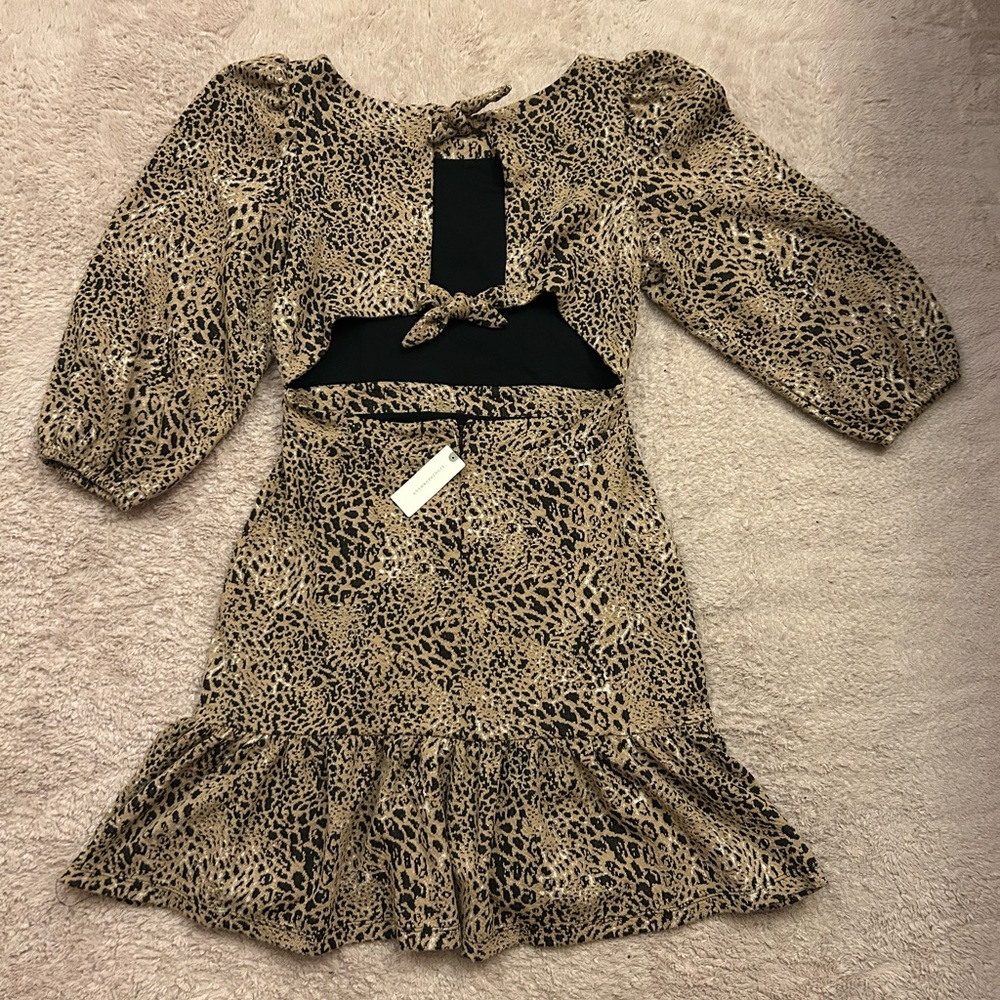 Maeve by Anthropologie Animal Print Dress in Black and Tan